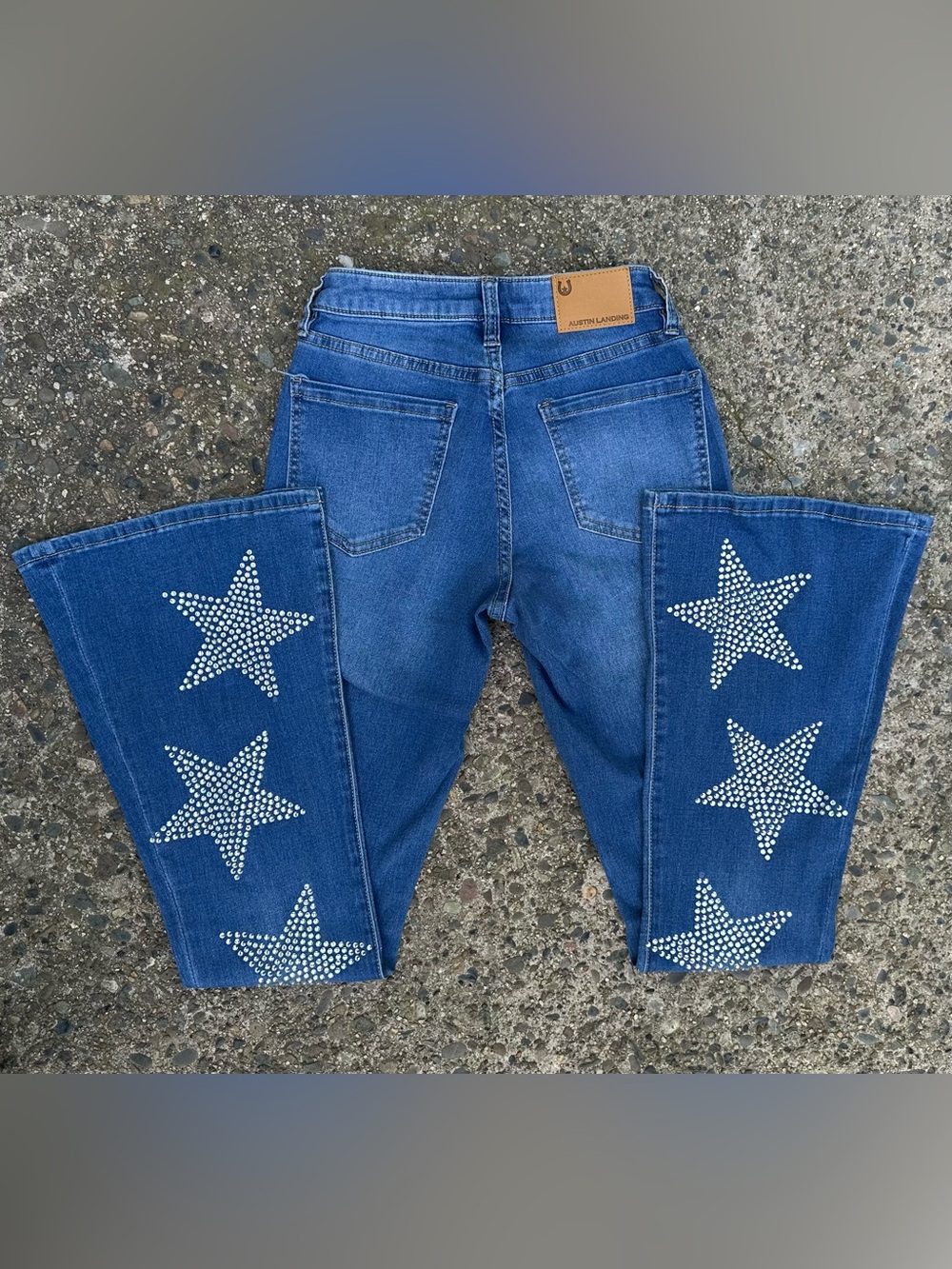 Embellished Star Flare Jeans - Blue